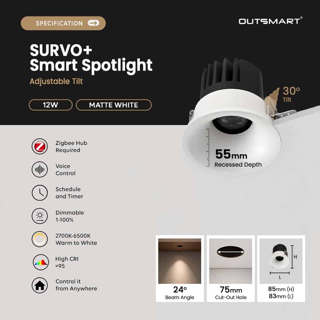 2. SURVO+ SMART SPOTLIGHT-12W-MATTE WHITE (OPTION 2)